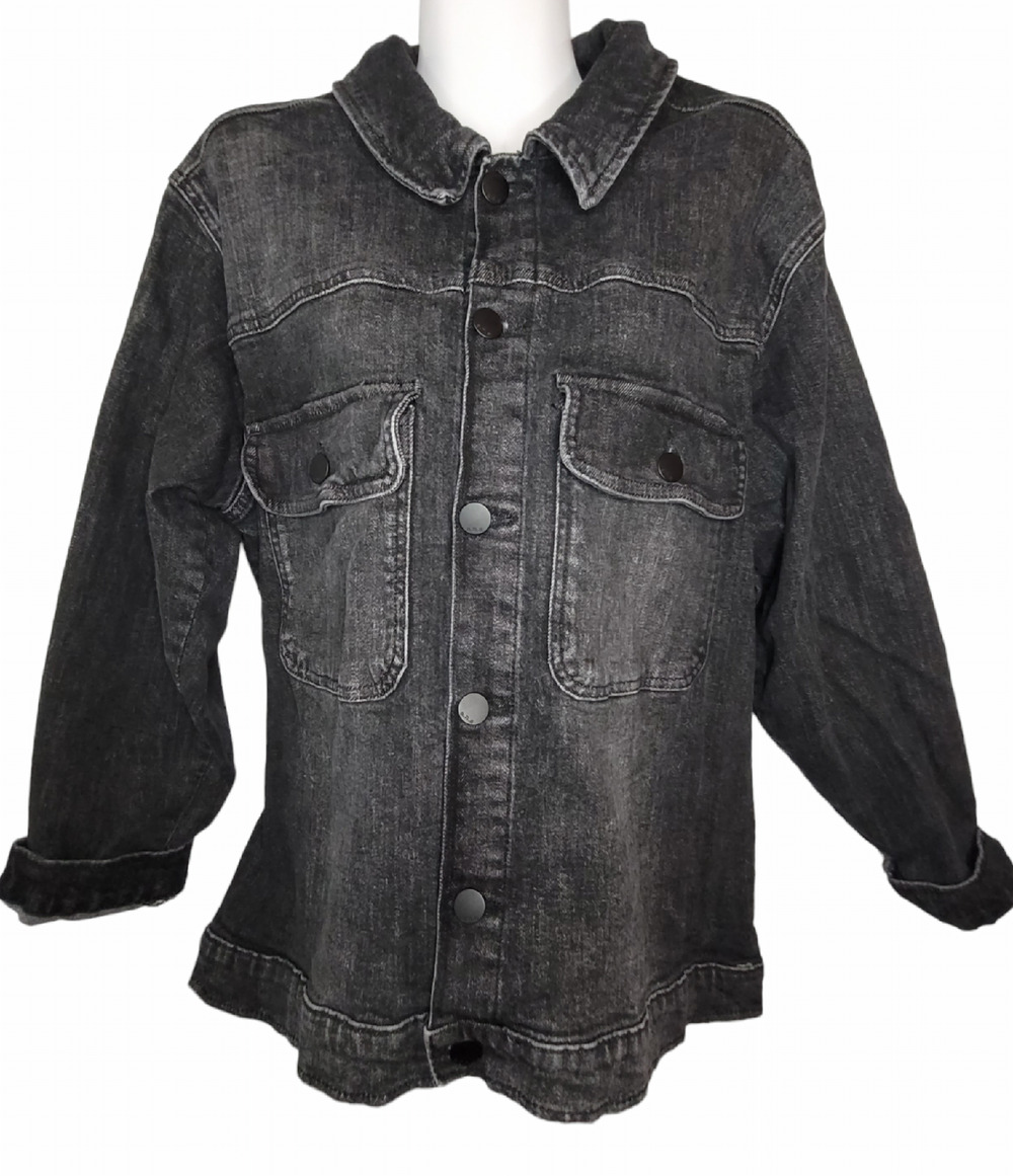 Ana A New Approach Womens Large Denim Black Jean Jacket Cotton Streetwear Cabin